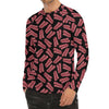 Black Bacon Pattern Print Men's Long Sleeve Rash Guard