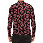 Black Bacon Pattern Print Men's Long Sleeve Rash Guard