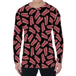 Black Bacon Pattern Print Men's Long Sleeve T-Shirt