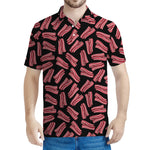 Black Bacon Pattern Print Men's Polo Shirt