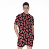 Black Bacon Pattern Print Men's Rompers