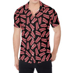 Black Bacon Pattern Print Men's Shirt