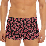 Black Bacon Pattern Print Men's Short Boxer Briefs