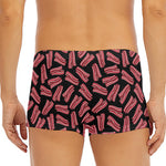 Black Bacon Pattern Print Men's Short Boxer Briefs