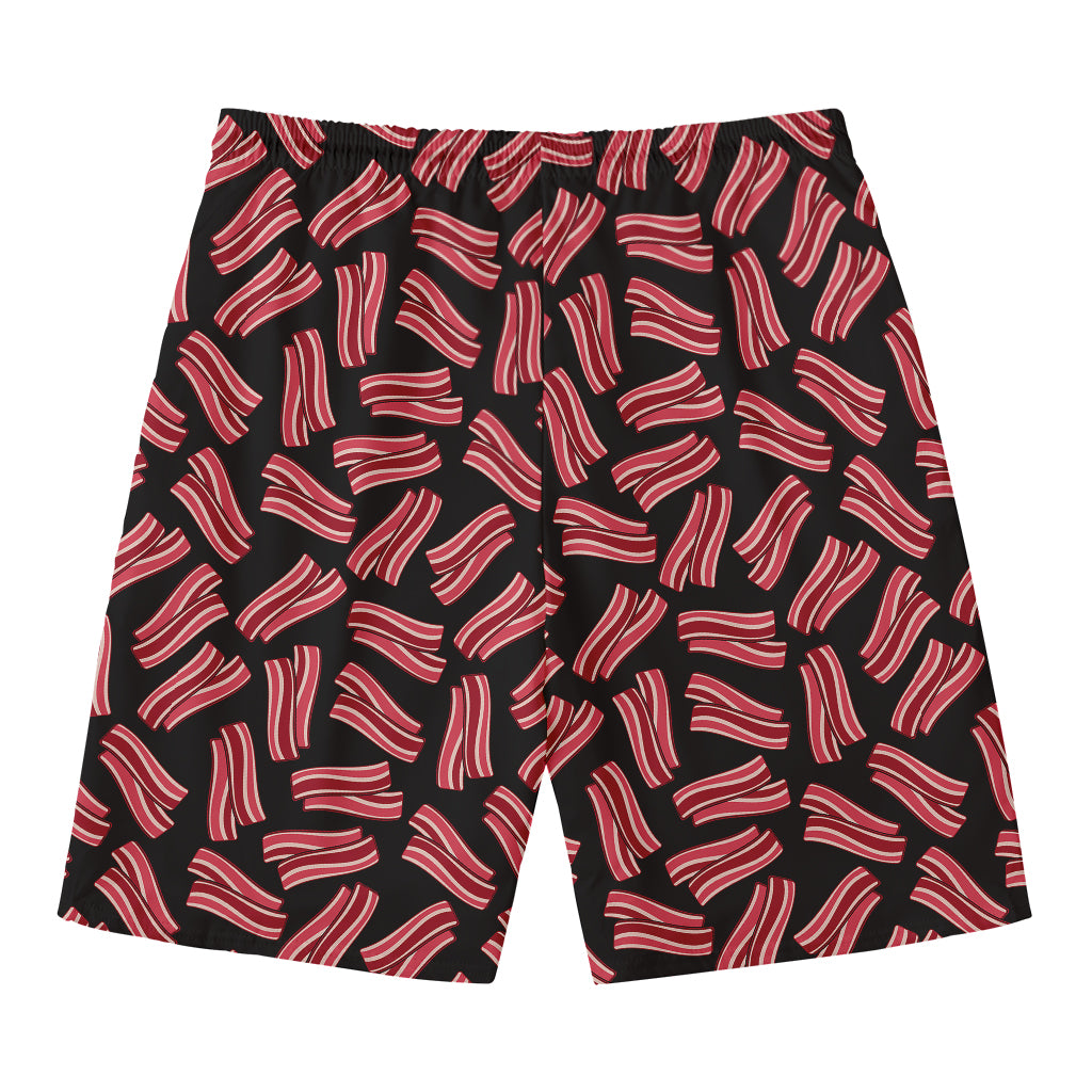Black Bacon Pattern Print Men's Swim Trunks
