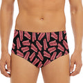 Black Bacon Pattern Print Men's Triangle Swim Briefs