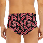 Black Bacon Pattern Print Men's Triangle Swim Briefs