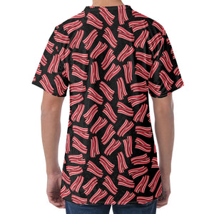 Black Bacon Pattern Print Men's Velvet T-Shirt