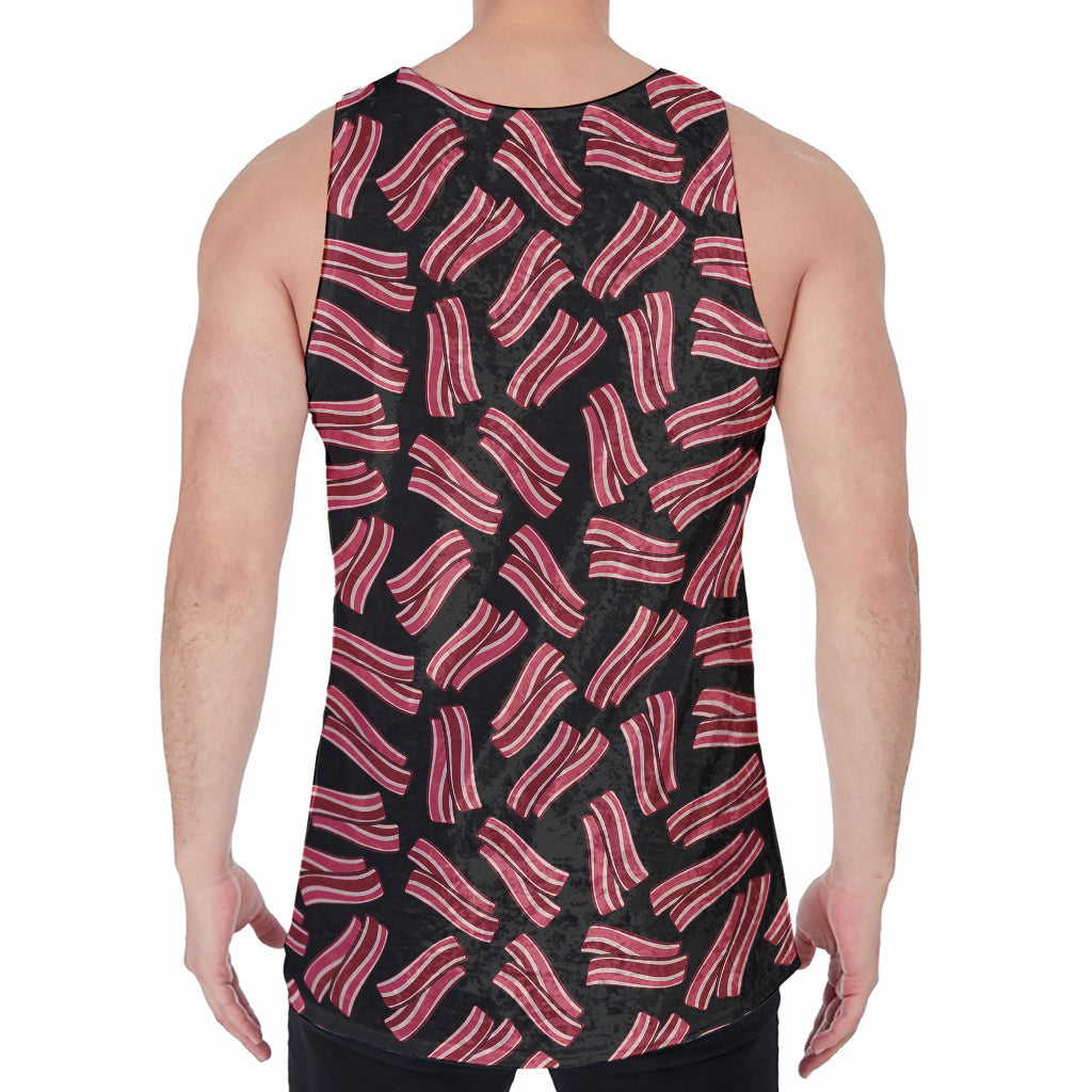 Black Bacon Pattern Print Men's Velvet Tank Top