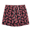 Black Bacon Pattern Print Mesh Shorts