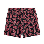 Black Bacon Pattern Print Mesh Shorts