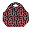 Black Bacon Pattern Print Neoprene Lunch Bag