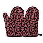 Black Bacon Pattern Print Oven Mitts