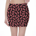 Black Bacon Pattern Print Pencil Mini Skirt