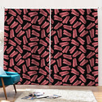 Black Bacon Pattern Print Pencil Pleat Curtains