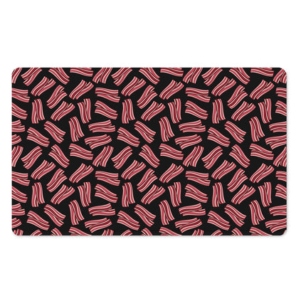 Black Bacon Pattern Print Polyester Doormat