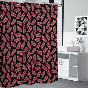 Black Bacon Pattern Print Premium Shower Curtain