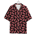 Black Bacon Pattern Print Rayon Hawaiian Shirt