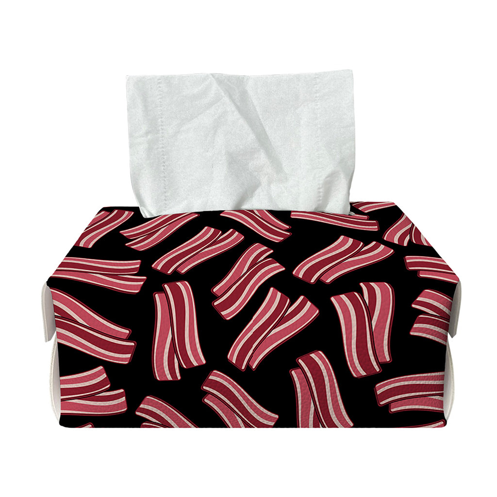 Black Bacon Pattern Print Rectangle Tissue Box Cover