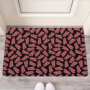 Black Bacon Pattern Print Rubber Doormat