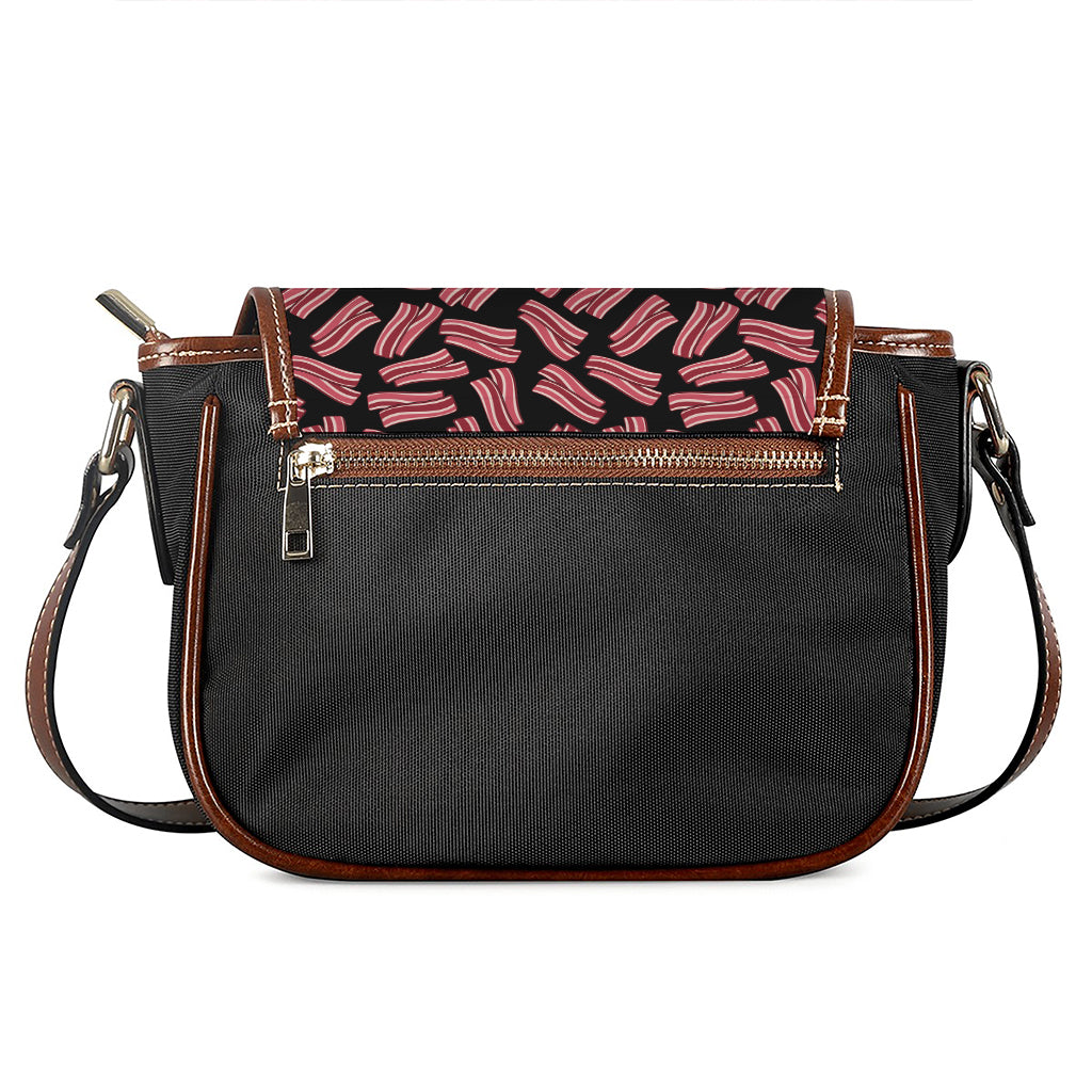 Black Bacon Pattern Print Saddle Bag