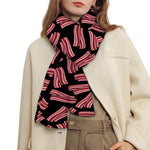 Black Bacon Pattern Print Scarf