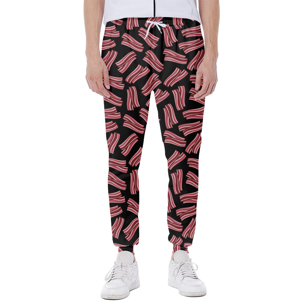 Black Bacon Pattern Print Scuba Joggers