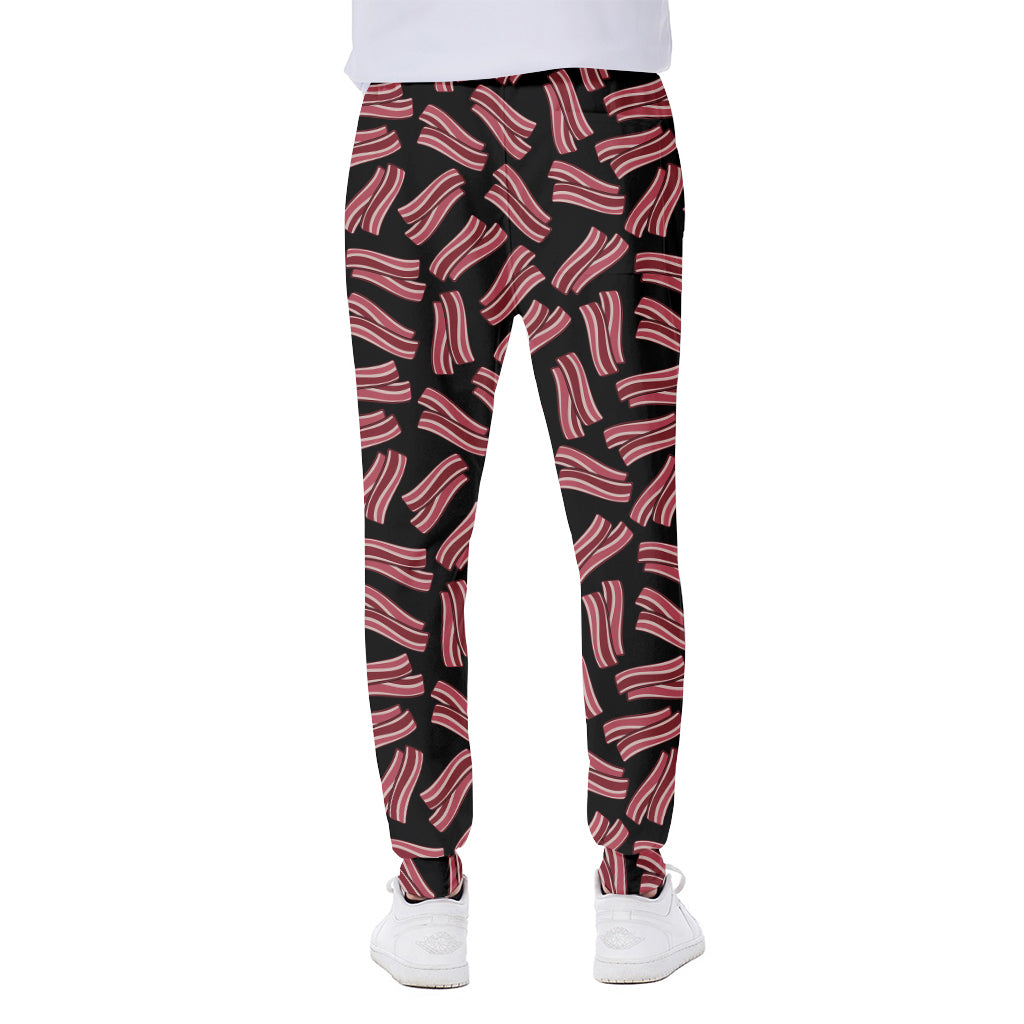 Black Bacon Pattern Print Scuba Joggers