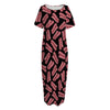 Black Bacon Pattern Print Short Sleeve Long Nightdress