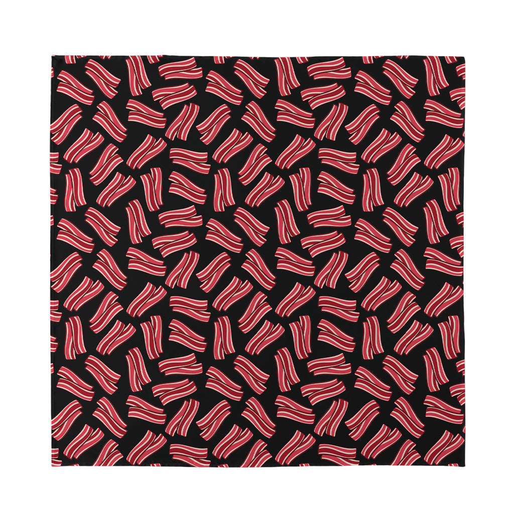 Black Bacon Pattern Print Silk Bandana