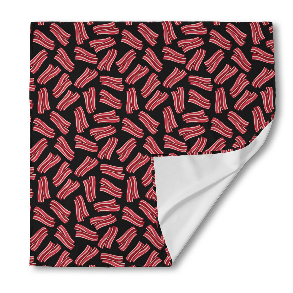 Black Bacon Pattern Print Silk Bandana