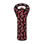 Black Bacon Pattern Print Single Neoprene Wine Tote