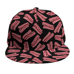 Black Bacon Pattern Print Snapback Cap