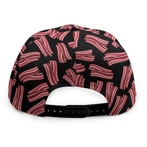 Black Bacon Pattern Print Snapback Cap