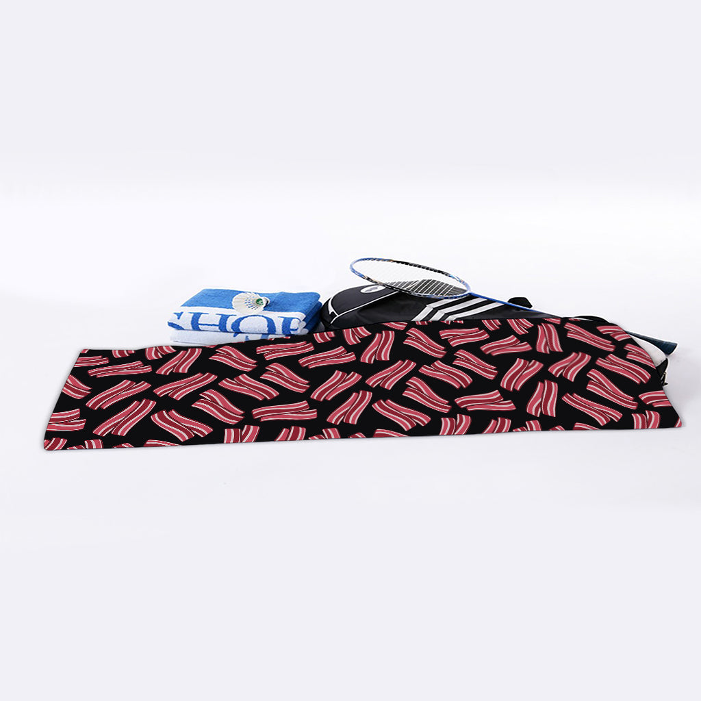 Black Bacon Pattern Print Sports Towel