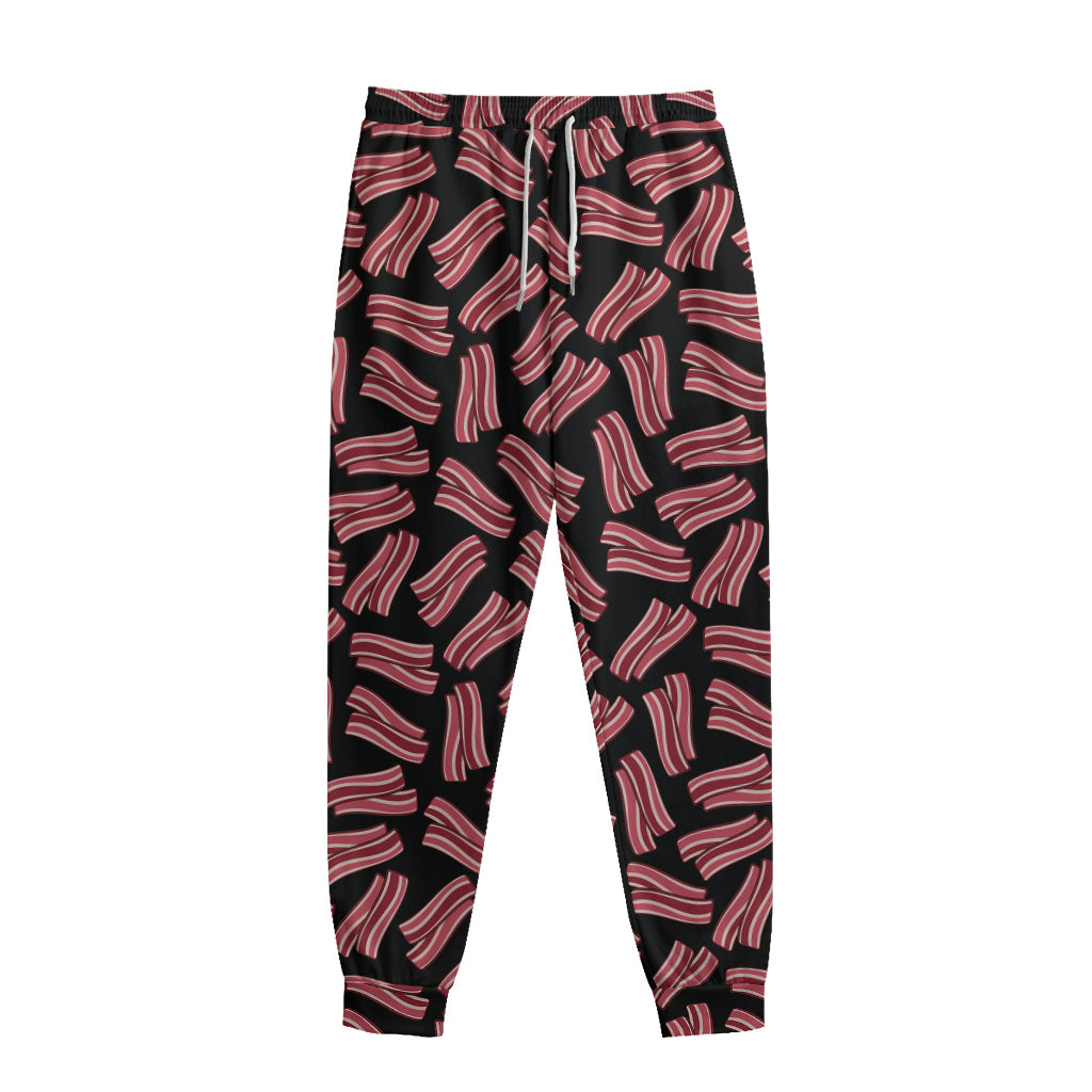 Black Bacon Pattern Print Sweatpants