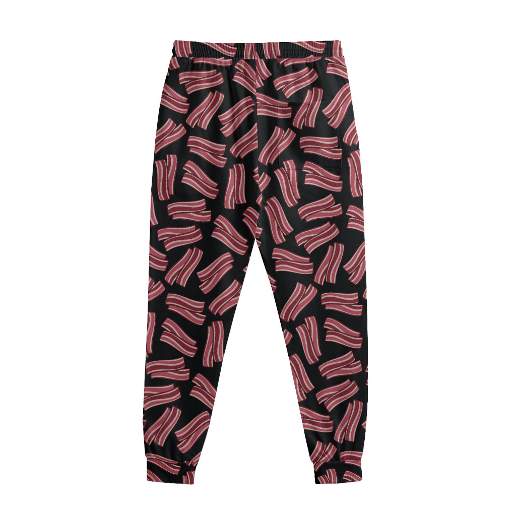 Black Bacon Pattern Print Sweatpants