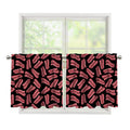 Black Bacon Pattern Print Tier Curtains
