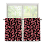 Black Bacon Pattern Print Tier Curtains