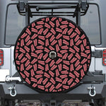 Black Bacon Pattern Print Tire Cover With Camera Hole