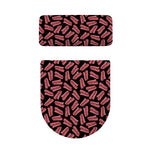 Black Bacon Pattern Print Toilet Lid And Tank Cover Set