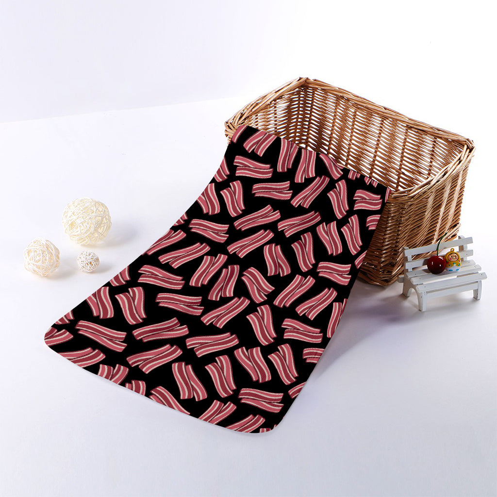 Black Bacon Pattern Print Towel