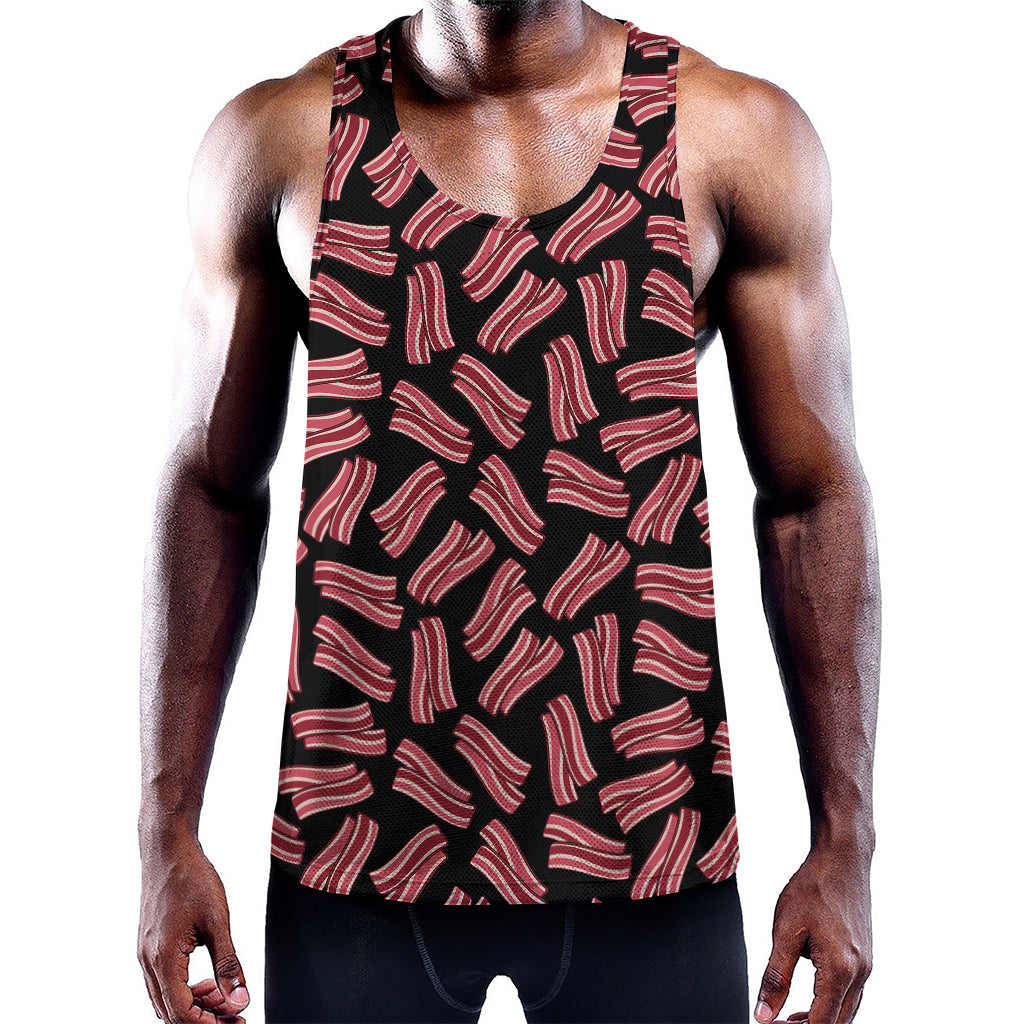 Black Bacon Pattern Print Training Tank Top