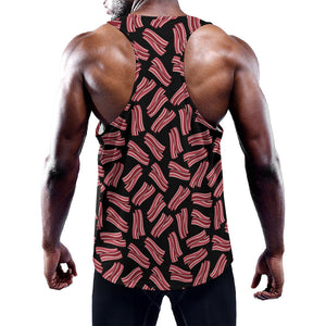 Black Bacon Pattern Print Training Tank Top