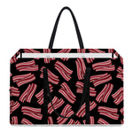 Black Bacon Pattern Print Utility Tote Bag