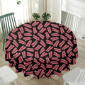 Black Bacon Pattern Print Waterproof Round Tablecloth