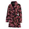 Black Bacon Pattern Print Women's Bathrobe