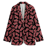 Black Bacon Pattern Print Women's Blazer