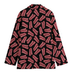 Black Bacon Pattern Print Women's Blazer