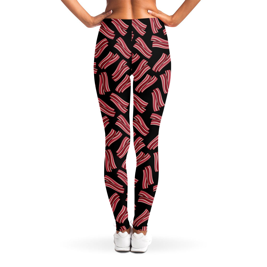 Black Bacon Pattern Print Women's Leggings